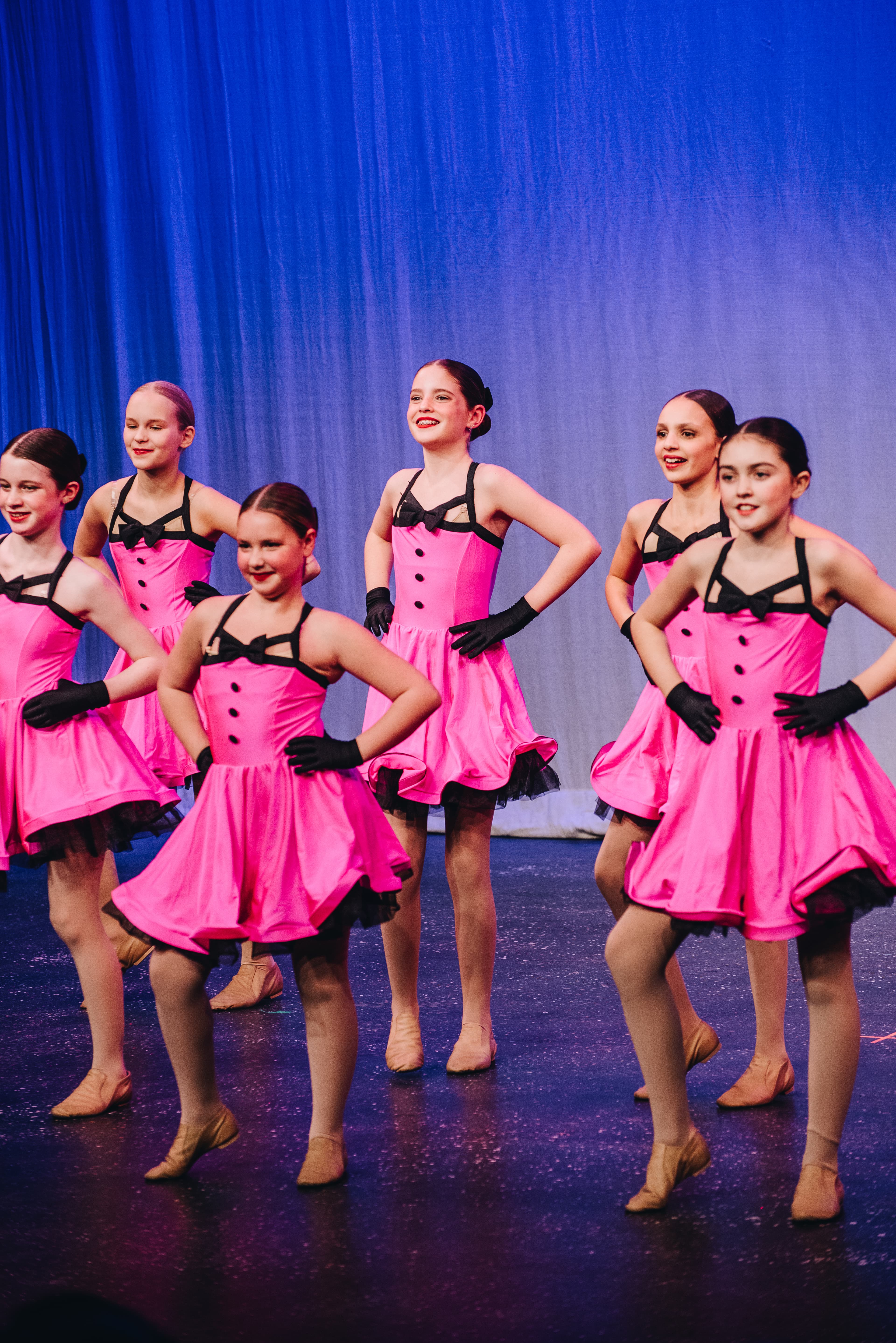 Dance instructor with students